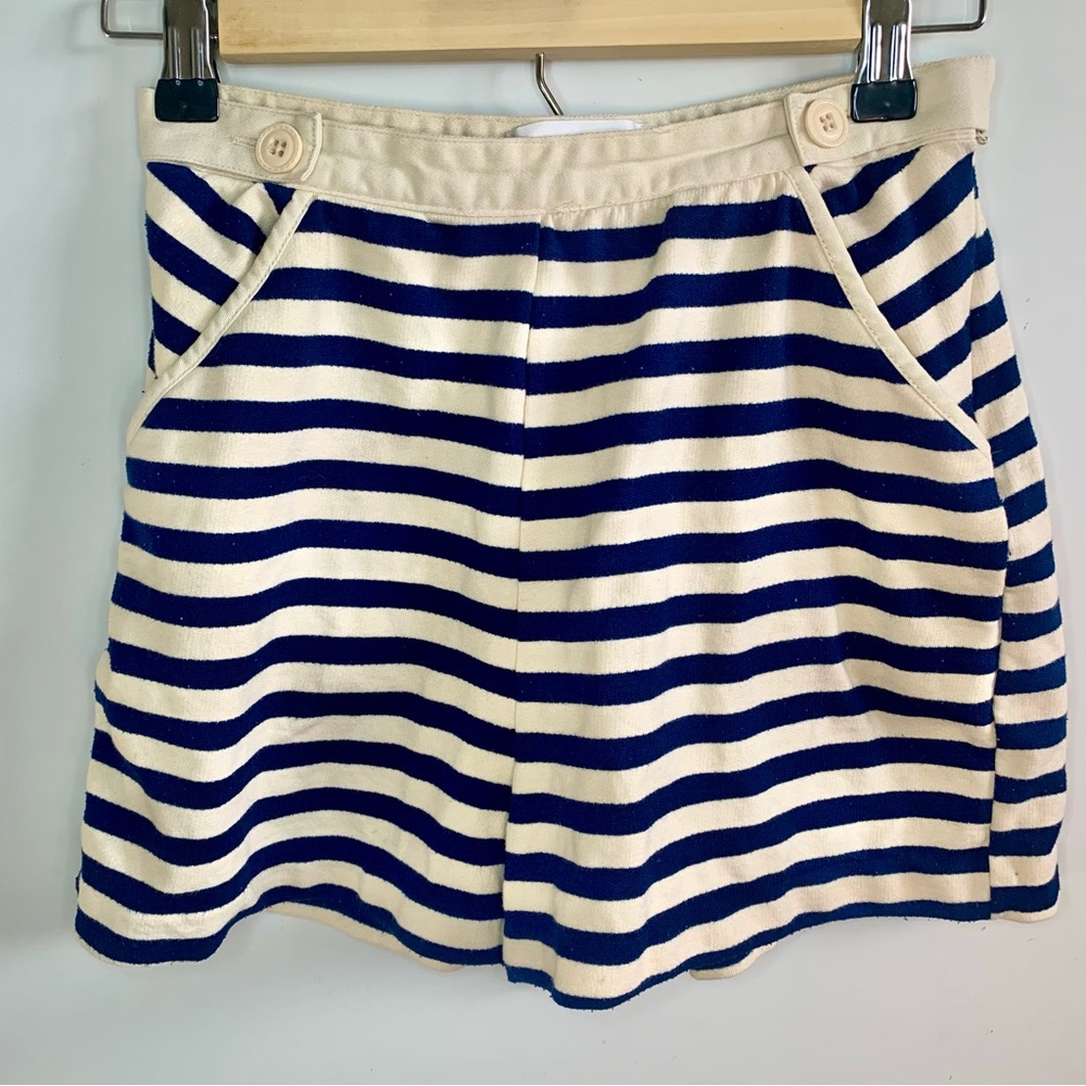 Urban Outfitters Blue and Cream Sailor Shorts Size 0